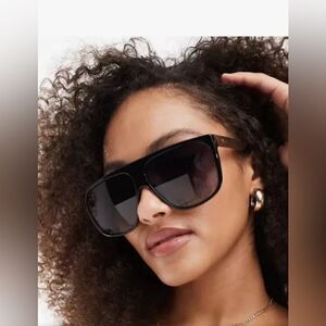 QUAY NO CURFEW POLARIZED black smoke oversized shield Sunglasses. NWT